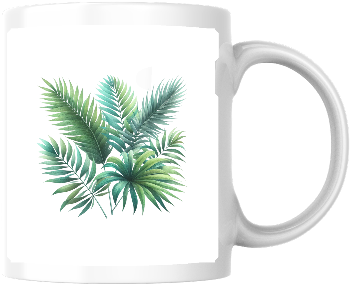 Tropical Palm Leaves Mug | Watercolor Greenery Coffee Mug | Botanical Nature Gift
