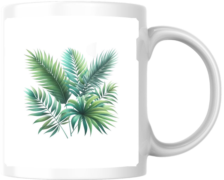 Tropical Palm Leaves Mug | Watercolor Greenery Coffee Mug | Botanical Nature Gift