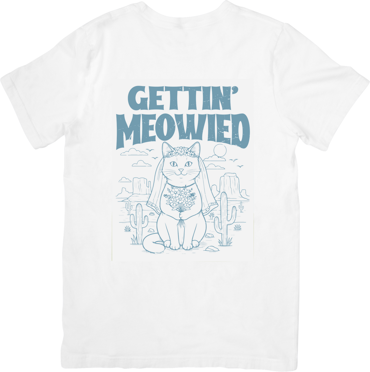 Gettin Meowied Cat Bride T-Shirt | Funny Boho Wedding Cat Graphic Tee | Bachelorette Gift