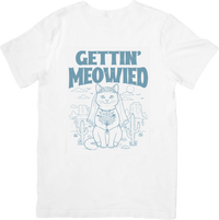 Thumbnail for Gettin Meowied Cat Bride T-Shirt | Funny Boho Wedding Cat Graphic Tee | Bachelorette Gift