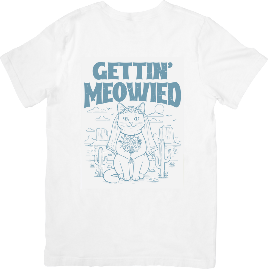 Gettin Meowied Cat Bride T-Shirt | Funny Boho Wedding Cat Graphic Tee | Bachelorette Gift