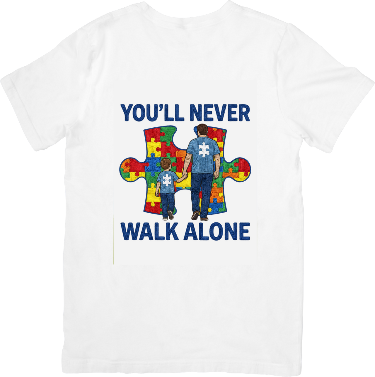 You Will Never Walk Alone Autism Puzzle T-Shirt | Inspirational Autism Awareness Graphic Tee