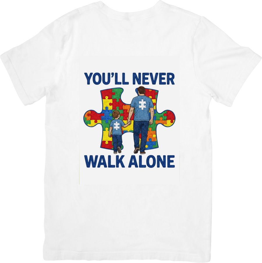 You Will Never Walk Alone Autism Puzzle T-Shirt | Inspirational Autism Awareness Graphic Tee