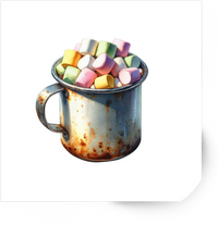 Thumbnail for Marshmallow Camp Mug Sticker | Watercolor Rustic Enamel Cup Vinyl Decal | Camping Foodie Gift