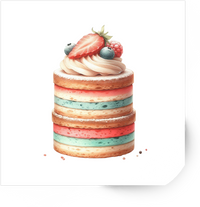 Thumbnail for Rainbow Layer Cake Sticker | Watercolor Berry Dessert Vinyl Decal | Baker Sweet Gift