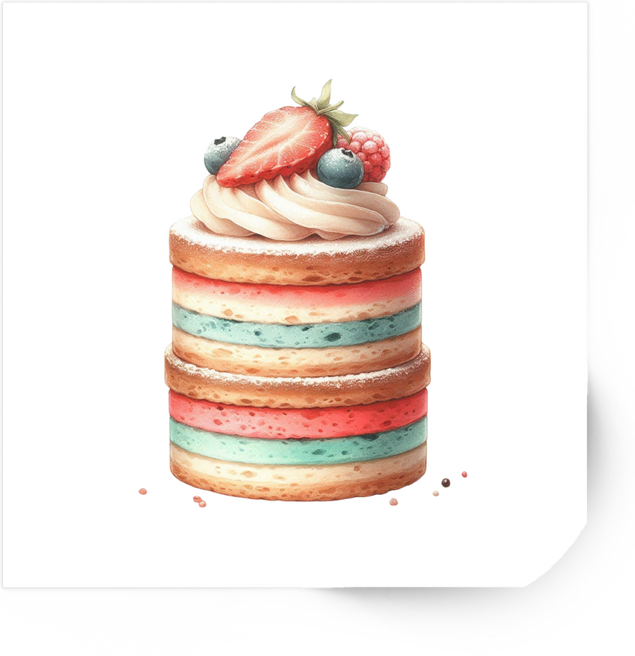 Rainbow Layer Cake Sticker | Watercolor Berry Dessert Vinyl Decal | Baker Sweet Gift