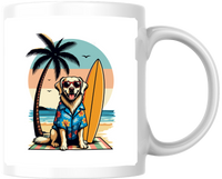 Thumbnail for Surfing Beach Dog Mug | Retro Tropical Golden Retriever Coffee Mug | Dog Lover Gift