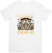 Thumbnail for Anti Valentine Club Skeleton T-Shirt | Retro Boho Floral Skulls Graphic Tee | Singles Gift
