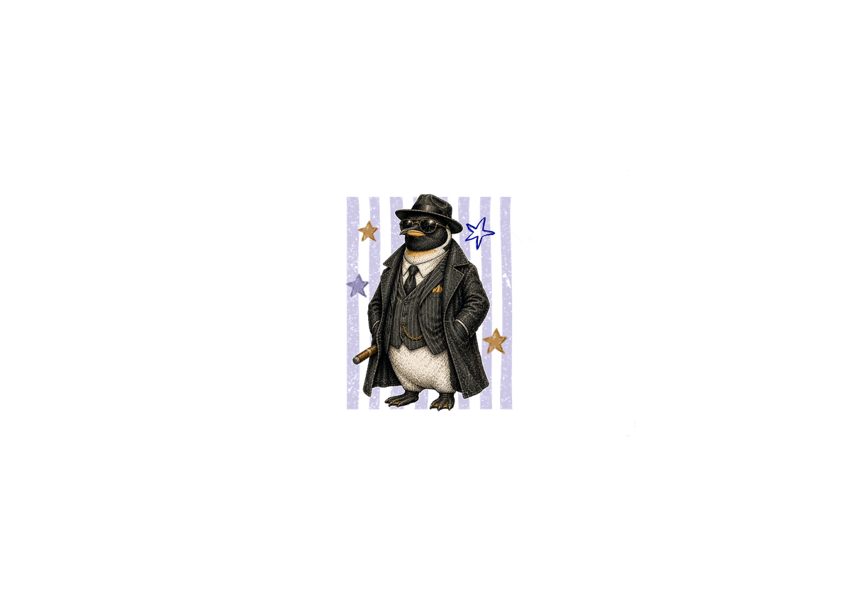 Gangster Penguin Throw Pillow | Cool Suited Mobster Decorative Pillow | Funny Quirky Gift