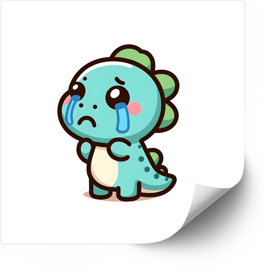 Sad Baby Dinosaur Sticker | Kawaii Cute Dino Vinyl Decal