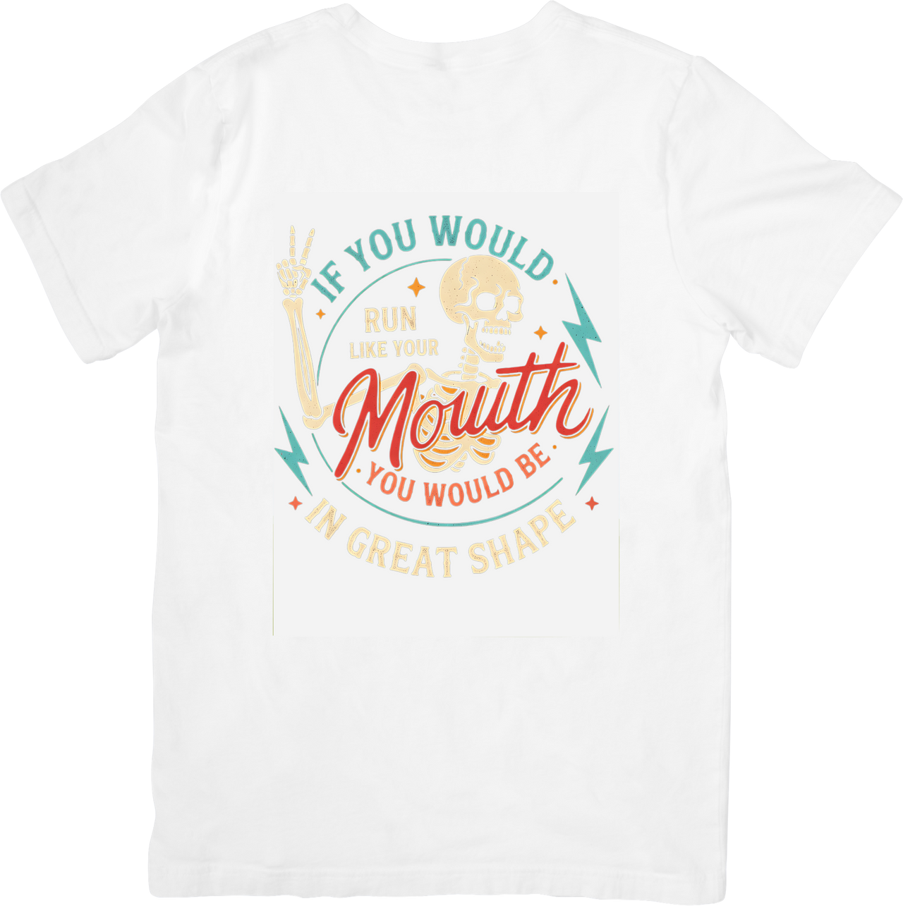 Run Like Your Mouth Skeleton T-Shirt | Funny Retro Motivational Graphic Tee | Gym Gift