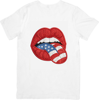 Thumbnail for American Flag Lips T-Shirt | Patriotic Y2K Bold Graphic Tee | USA Pride Gift