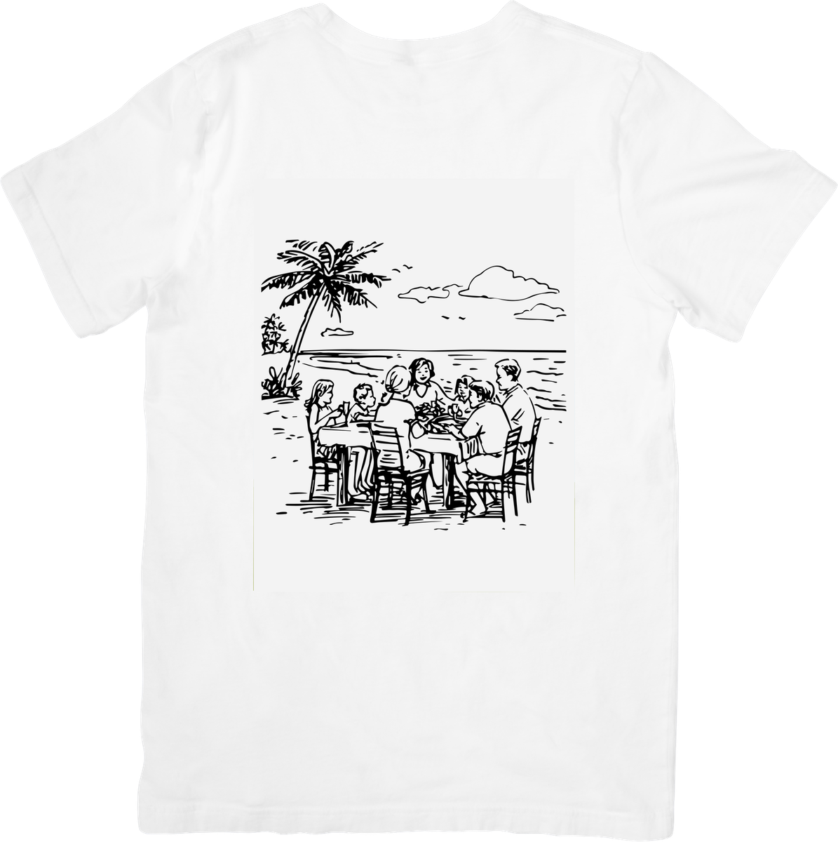 Beach Gathering Sketch T-Shirt | Friends by the Sea Graphic Tee | Tropical Vacation Gift