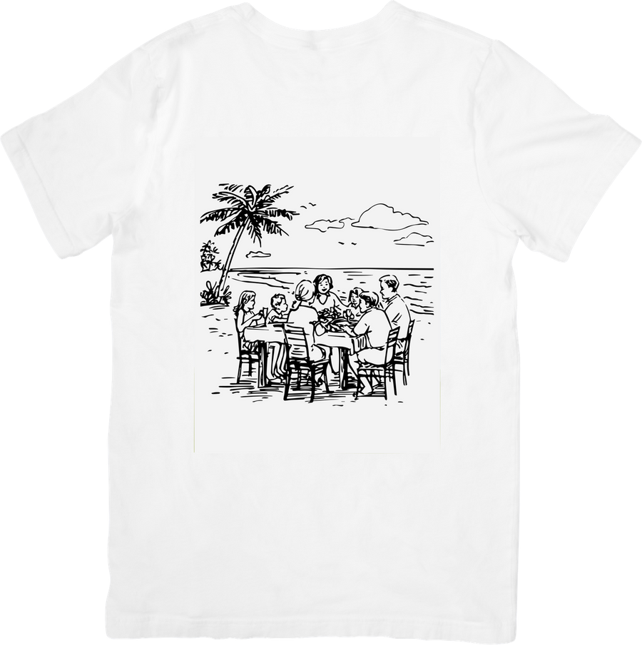 Beach Gathering Sketch T-Shirt | Friends by the Sea Graphic Tee | Tropical Vacation Gift
