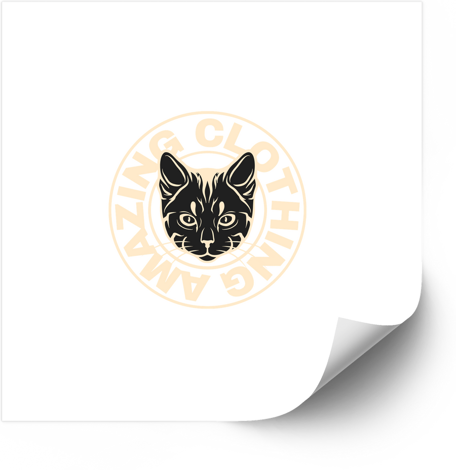 Amazing Clothing Cat Logo Sticker | Minimalist Retro Brand Cat Vinyl Decal