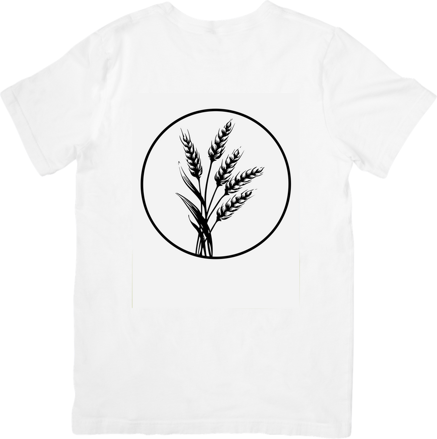 Wheat Stalk Emblem T-Shirt | Minimalist Farm Harvest Graphic Tee | Farmer Country Gift