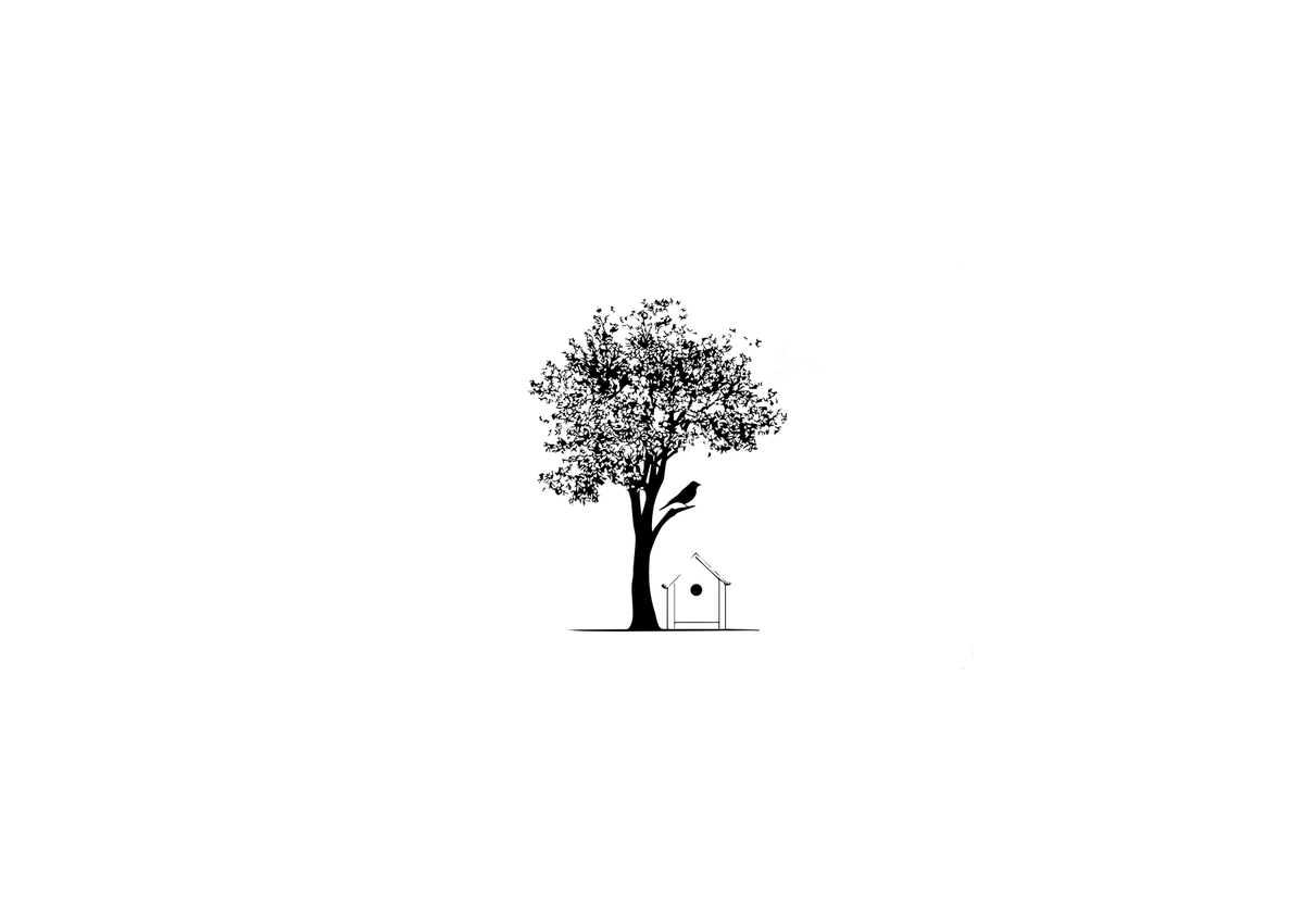 Tree With Birdhouse Throw Pillow | Minimalist Bird Silhouette Decorative Pillow | Nature Home Gift