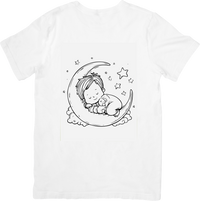 Thumbnail for Baby Sleeping on Moon T-Shirt | Cute Line Art Crescent Graphic Tee | Nursery Baby Gift
