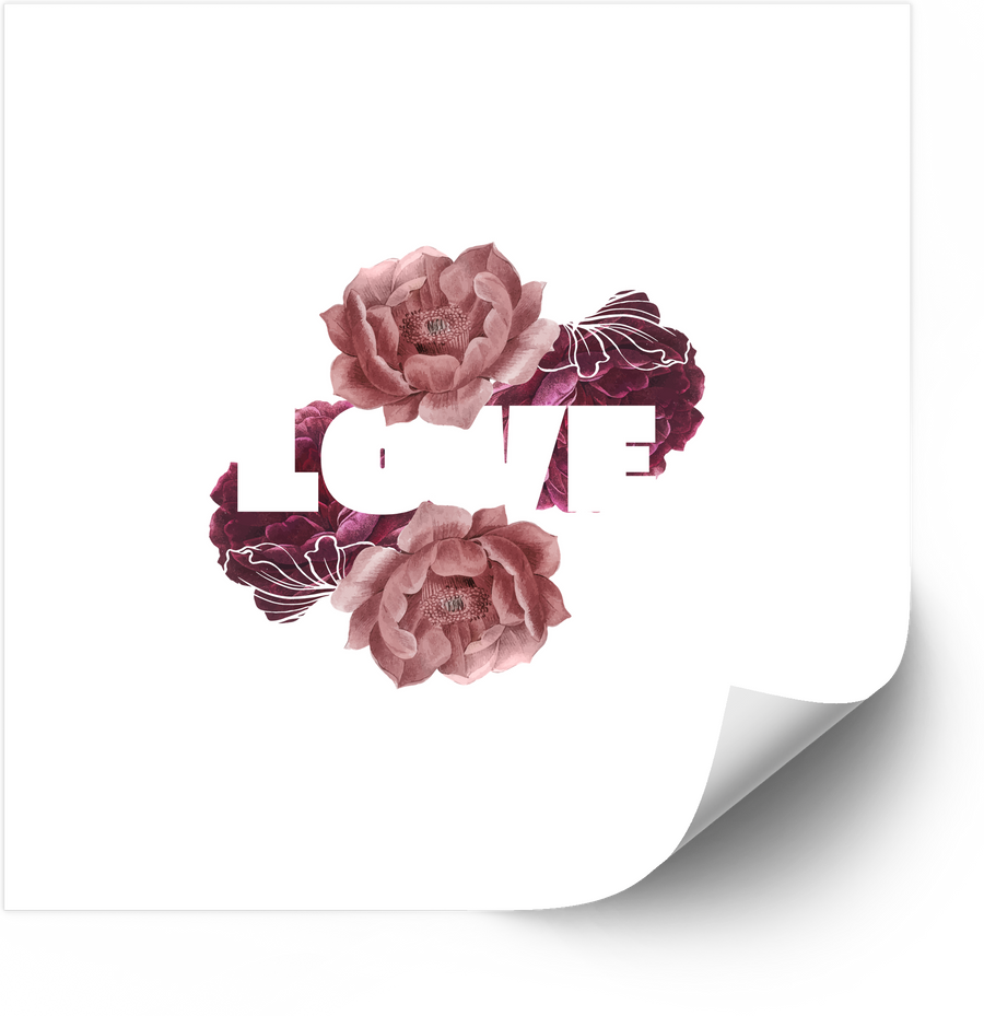 Love Peony Floral Sticker | Vintage Romantic Flower Vinyl Decal