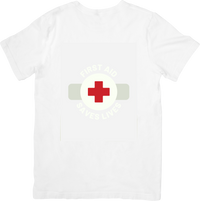 Thumbnail for First Aid Saves Lives T-Shirt | Minimalist Medical Nurse Graphic Tee | Nurse Gift