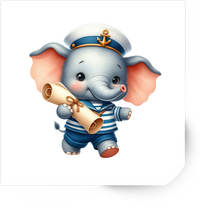 Thumbnail for Sailor Elephant Sticker | Cute Nautical Baby Animal Vinyl Decal | Kids Nursery Gift
