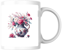 Thumbnail for Floral Rose Vase Mug | Pink Roses Bouquet Coffee Mug | Floral Lover Gift