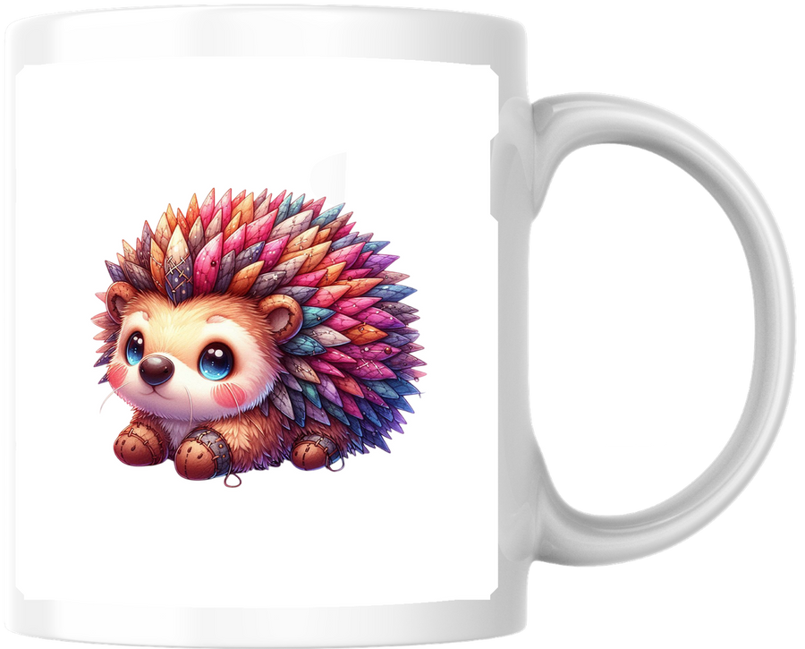 Rainbow Hedgehog Mug | Colorful Cute Animal Coffee Mug | Whimsical Kids Gift