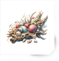 Thumbnail for Driftwood Seashells Sticker | Watercolor Coastal Beach Vinyl Decal | Ocean Nature Gift