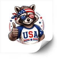 Thumbnail for USA Patriotic Raccoon Sticker | Funny Patriotic American Pride Vinyl Decal