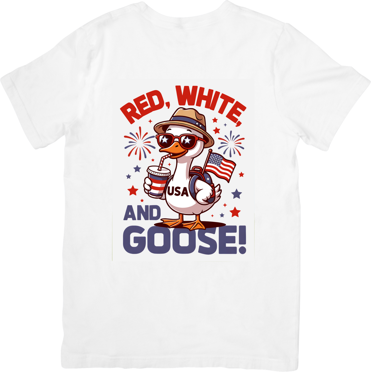 Red White And Goose Patriotic Duck T-Shirt | Funny Patriotic Fourth Of July Graphic Tee