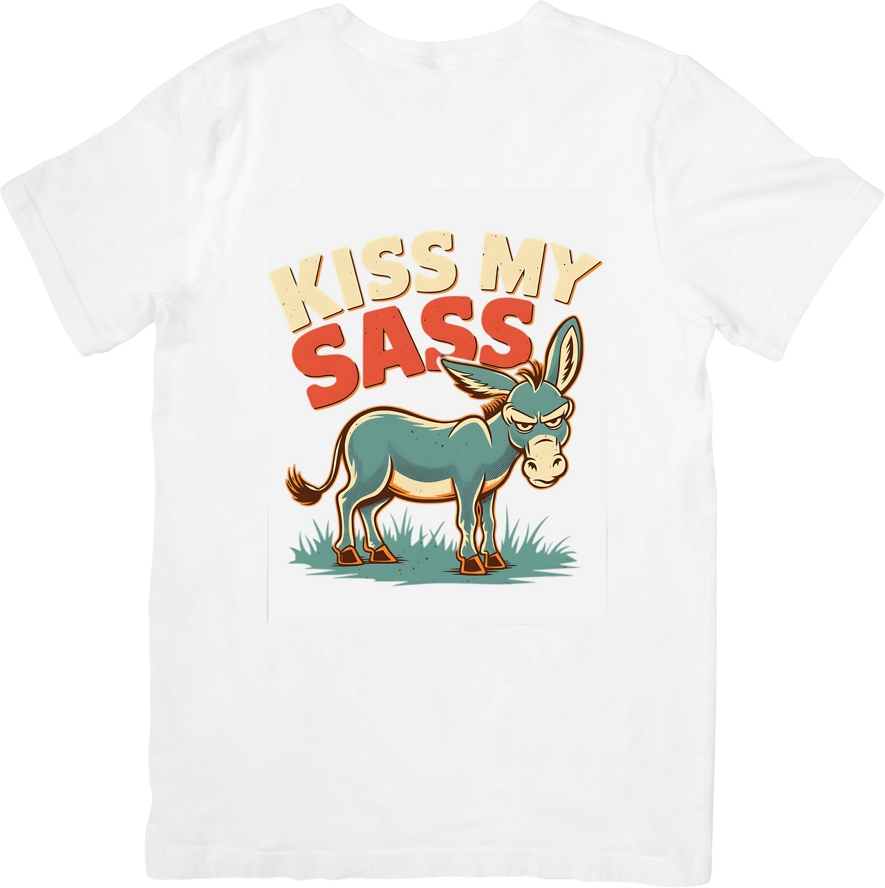 Kiss My Sass Donkey T-Shirt | Funny Vintage Sassy Animal Graphic Tee | Humor Gift