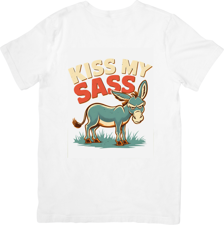 Kiss My Sass Donkey T-Shirt | Funny Vintage Sassy Animal Graphic Tee | Humor Gift
