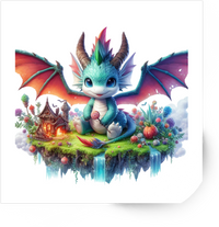 Thumbnail for Baby Dragon Fantasy Island Sticker | Cute Magical Vinyl Decal | Kids Fantasy Gift