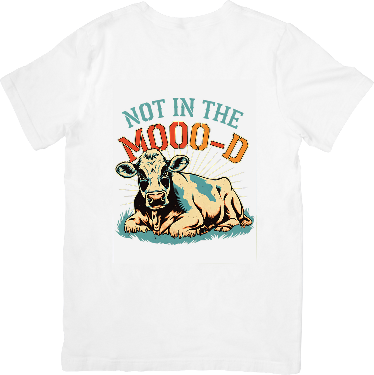 Not In The Mood Cow T-Shirt | Funny Retro Farm Animal Graphic Tee | Farmer Gift