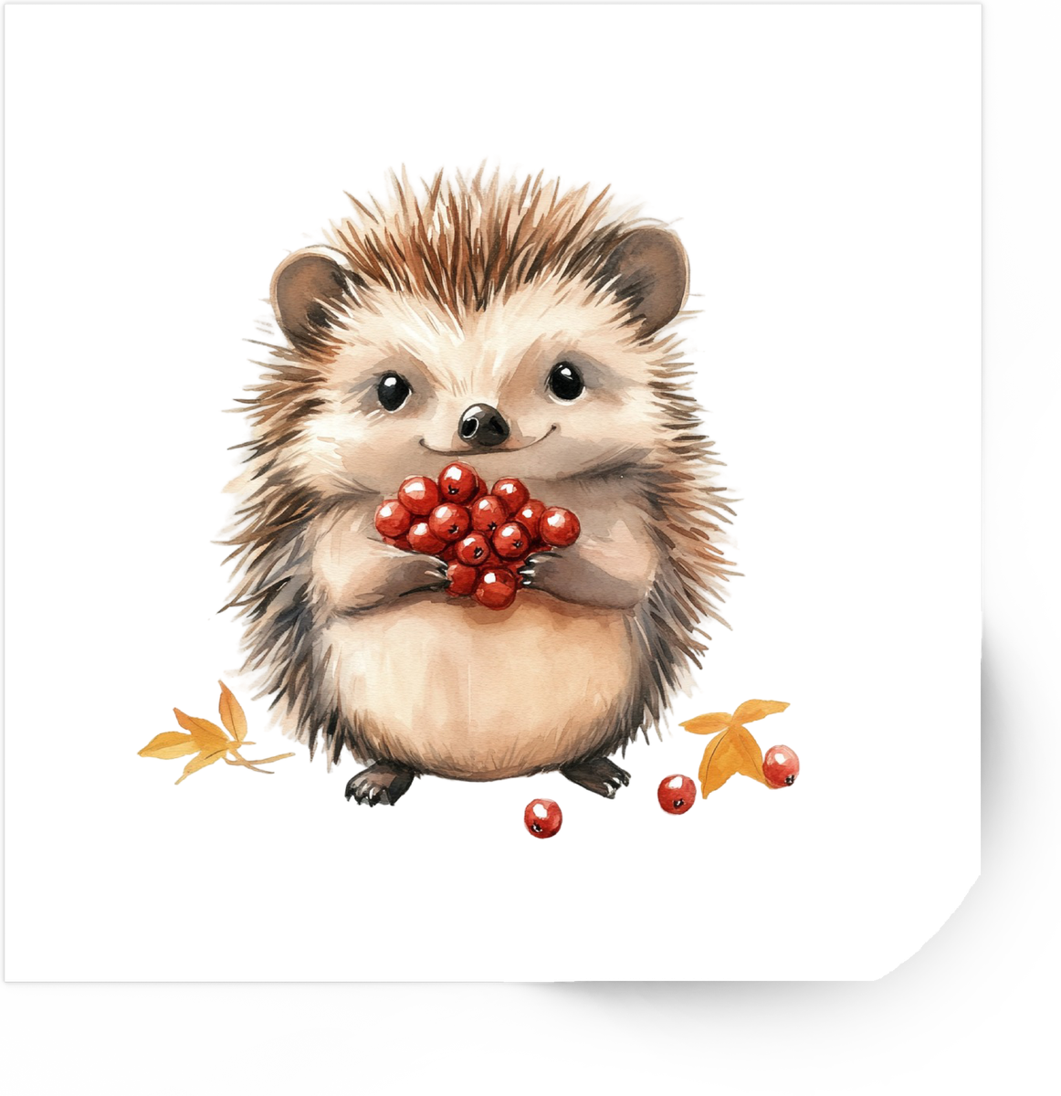Hedgehog with Berries Sticker | Cute Autumn Animal Vinyl Decal | Woodland Nature Gift
