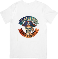 Thumbnail for Sailing Into Trouble Skull T-Shirt | Vintage Pirate Graphic Tee | Adventure Lover Gift