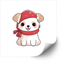 Thumbnail for Cute Christmas Puppy Sticker | Kawaii Holiday Dog Vinyl Decal