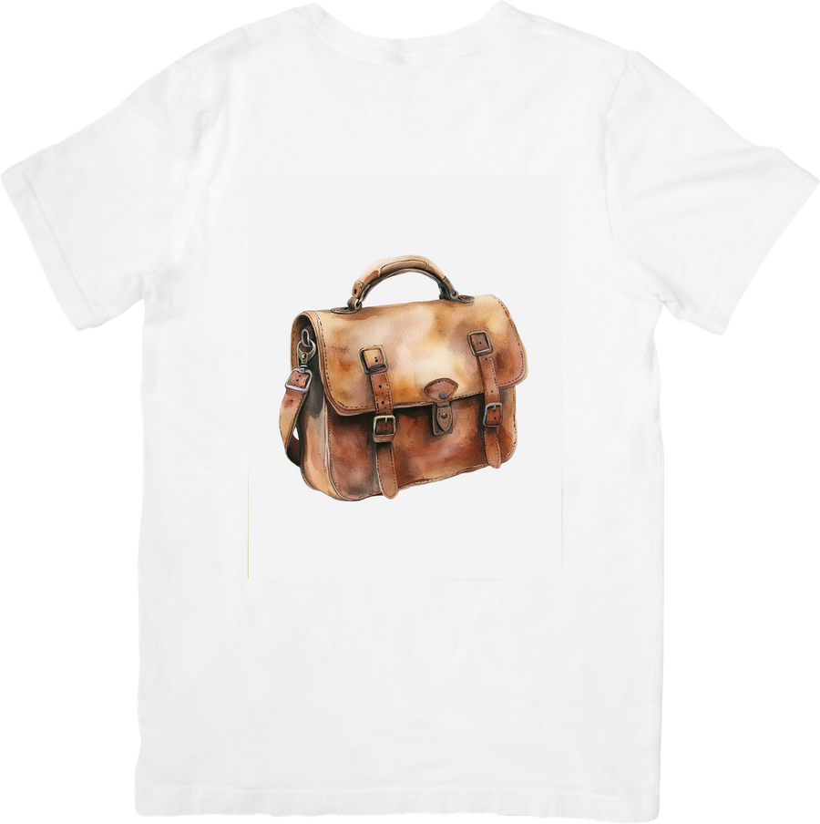 Vintage Leather Briefcase T-Shirt | Classic Satchel Bag Graphic Tee | Retro Style Gift