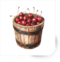 Thumbnail for Bucket of Cherries Sticker | Watercolor Fresh Fruit Vinyl Decal | Farmhouse Kitchen Gift