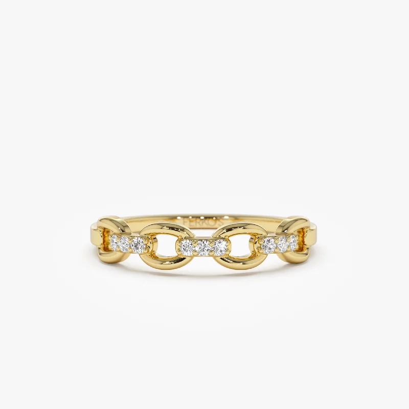 Women's Diamond Rings with Amethyst and Diamond Combinations for a Purple - Hued Elegance14K Cable Chain Link Diamond Ring Women's Diamond Rings with Amethyst and Diamond Combinations for a Purple - Hued Elegance14K Cable Chain Link Diamond Ring