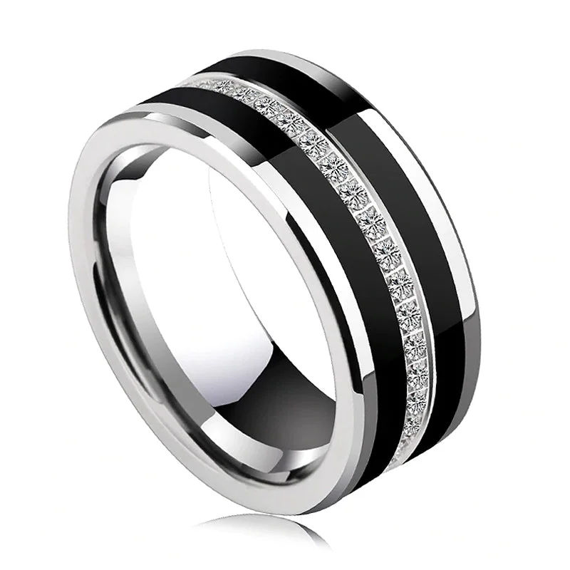 Men's Damascus - steel rings with a unique patternGiovanni