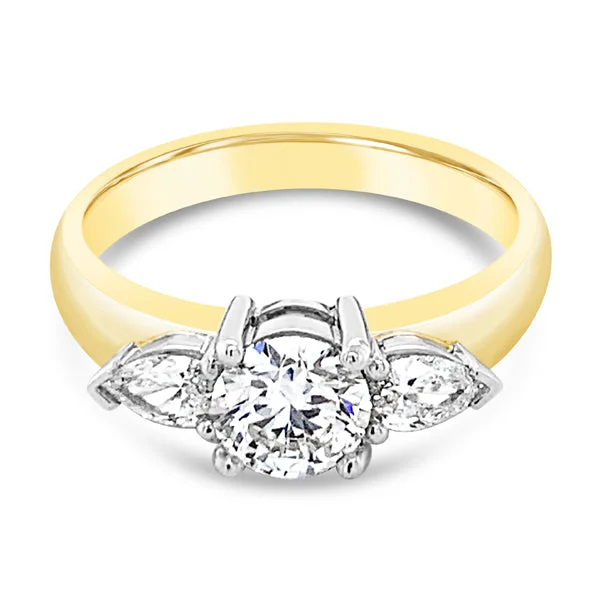 Tennis - Style Women's Diamond Rings with a Continuous Row of Diamonds for a Classic and Versatile Look18ct Yellow/Platinum Diamond Ring Milano 0.80ct Centre Pear Cut Sides Tennis - Style Women's Diamond Rings with a Continuous Row of Diamonds for a Classic and Versatile Look18ct Yellow/Platinum Diamond Ring Milano 0.80ct Centre Pear Cut Sides