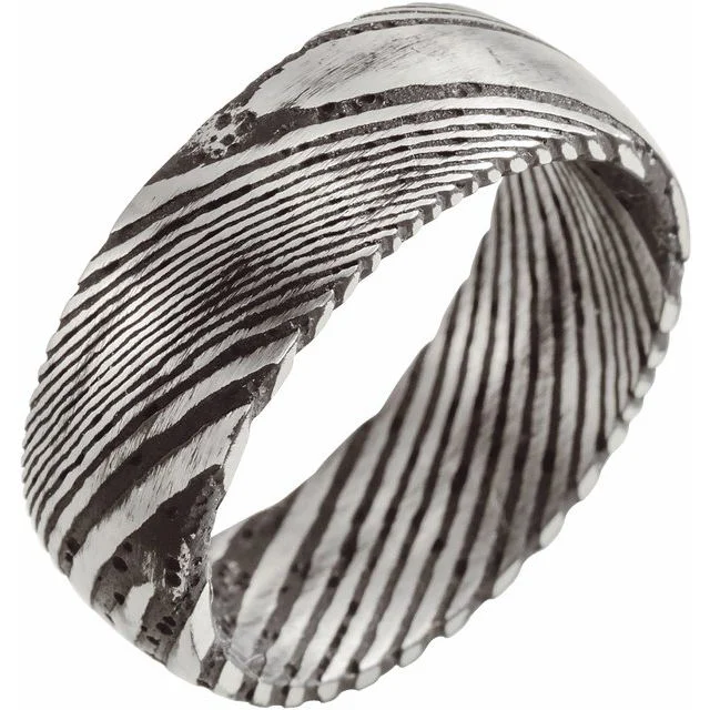 Men's tungsten carbide rings with a brushed textureDamascus Steel 8 mm Patterned Band Men's tungsten carbide rings with a brushed textureDamascus Steel 8 mm Patterned Band