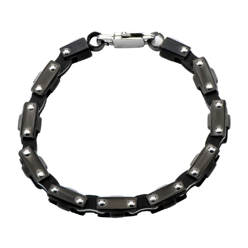 Men's hematite - ring for a metallic gray lusterBlack IP Motor Chain Design & Lobster Clasp Bracelet 8.5inches Men's hematite - ring for a metallic gray lusterBlack IP Motor Chain Design & Lobster Clasp Bracelet 8.5inches
