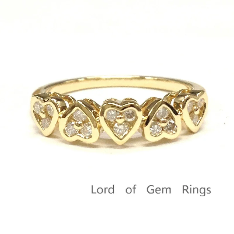 Anniversary rings with a channel - set diamond for a smooth look5 Heart Diamond Wedding Band Heart Ring 14K Gold Anniversary rings with a channel - set diamond for a smooth look5 Heart Diamond Wedding Band Heart Ring 14K Gold