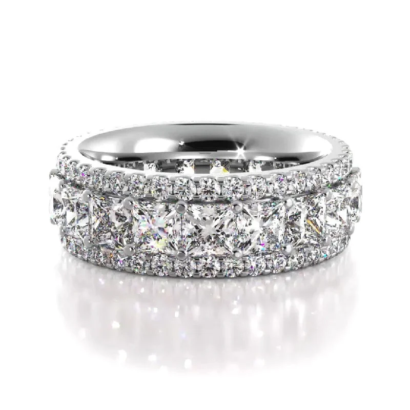 Cushion - Cut Women's Diamond Rings in Platinum with a Soft and Romantic Appearance3.23 ct Princess And Round Diamond Eternity Wedding Band Cushion - Cut Women's Diamond Rings in Platinum with a Soft and Romantic Appearance3.23 ct Princess And Round Diamond Eternity Wedding Band