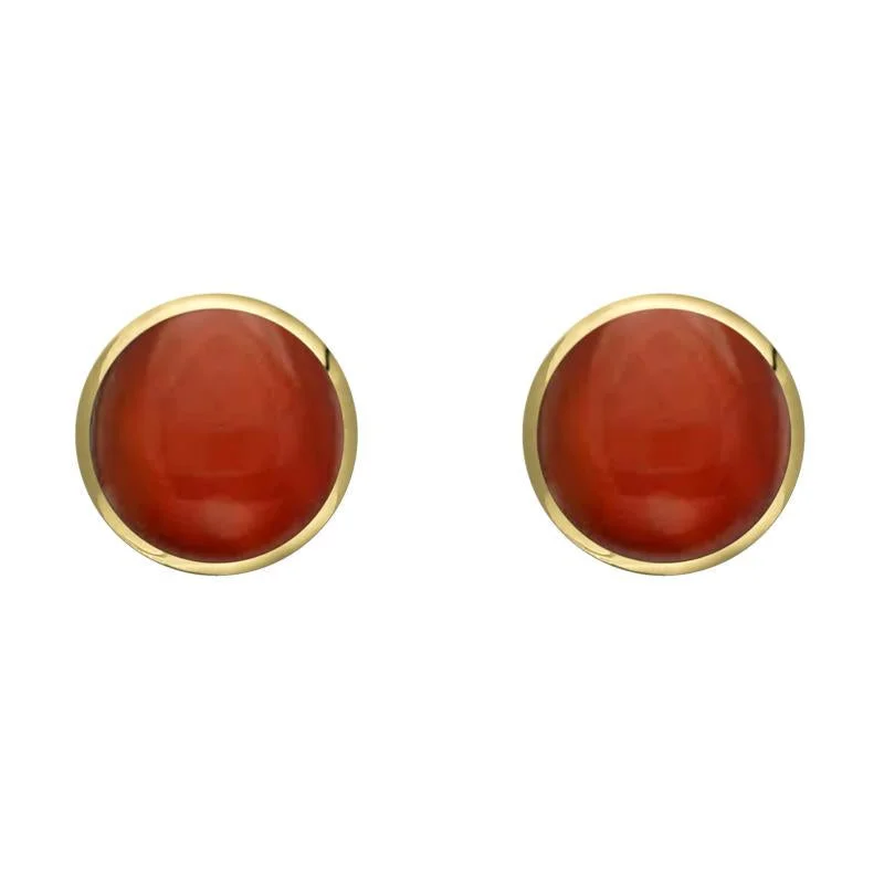 9ct Yellow Gold Carnelian 6mm Classic Medium Round Stud Earrings