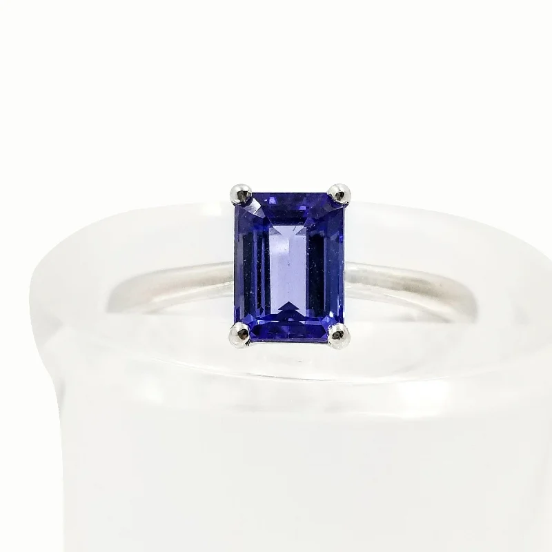 Stackable Gemstone Rings for Women in Amethyst, Sapphire, and EmeraldWhite Gold Tanzanite Emerald cut Tanzanite Ring Stackable Gemstone Rings for Women in Amethyst, Sapphire, and EmeraldWhite Gold Tanzanite Emerald cut Tanzanite Ring