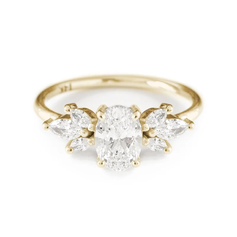 Three - Stone Women's Diamond Rings Symbolizing Past, Present, and Future with Emerald - Cut DiamondsOval Diamond Engagement ring, Hidden Halo - "Jordan" Three - Stone Women's Diamond Rings Symbolizing Past, Present, and Future with Emerald - Cut DiamondsOval Diamond Engagement ring, Hidden Halo - "Jordan"