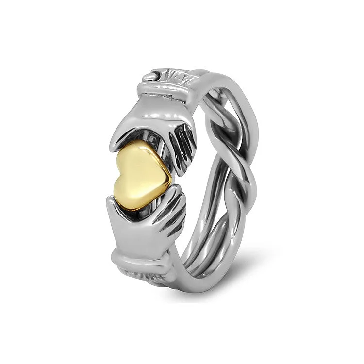 Bohemian - style puzzle rings with colorful gemstonesUnisex Claddagh Gold 3JOL-U